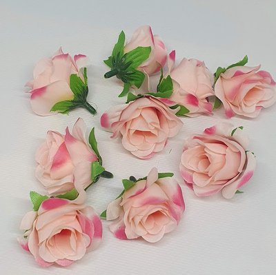 Бутон Розы (ткань) 3,5 см, цвет-св розовый с розовым, шт 012010 фото