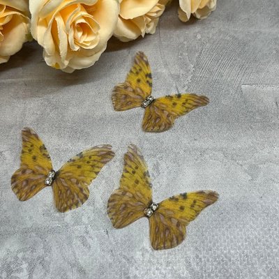 Метелик шифоновий (двошаровий), розмір ≈ 3 см, 1 шт 016574 фото