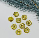 Пришивний декор у металевій оправі 12 мм-Квітка, Стрази-жовті, шт 014423 фото