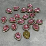 Пришивной декор (стразовый) - Капля, 18*14 мм, цвет камня розовый, шт. 016540 фото