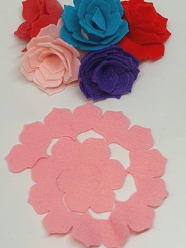 Заготовка из фетра (вырубка) "Цветок", в разобранном виде ширина 8 см, цвет-розовый, поштучно. 013658 фото