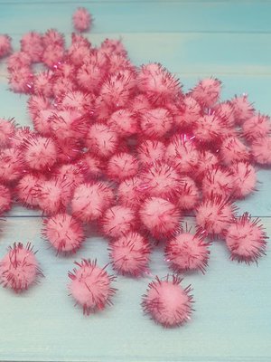 Помпоны (люрекс), 1,5 см, цвет розовый, 50 шт. 012535 фото