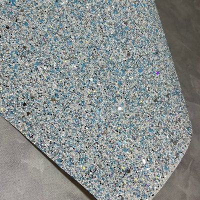 Экокожа (глиттер), размер 19*30 см, цвет-белый+голубой+серебро 07949 фото