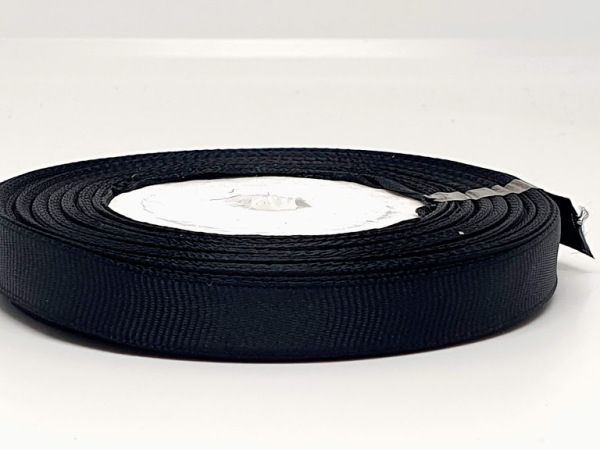 Репсовая лента 1,2 см, цвет черный, метр 07777 фото