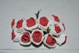 Троянда з фома, 1,5 см, біло-бордова (пуч 12 квіток), шт 01647 фото
