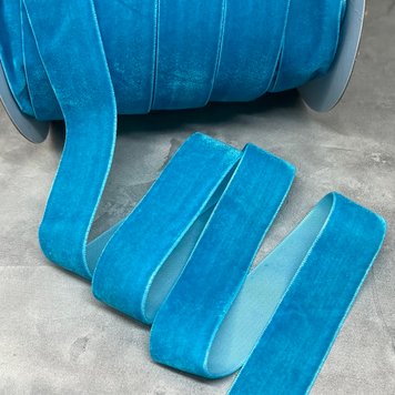 Велюровая (бархатная) лента 2,5 см, цвет-голубой, метр 016748 фото