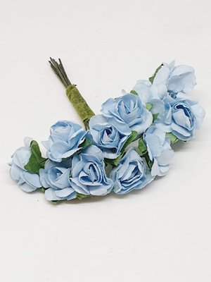 Роза бумажная 1 см, цвет-голубой, букет 013553 фото