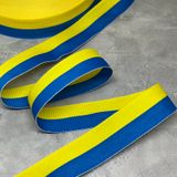 Репсова стрічка з малюнком, ширина 2,5 см. -Прапор України, жовто-блакитна, 1 метр. 016601 фото