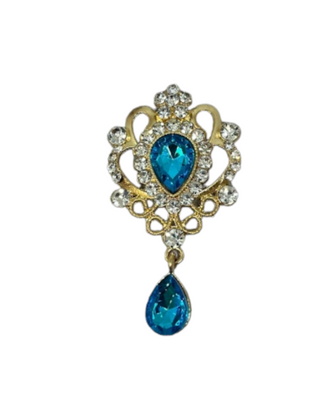 Стразовый декор, размер 32*62 мм, основа золото, цвет камня-голубой, ш 015283 фото