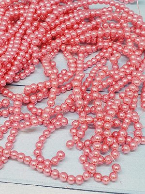 Перли скляні 4 мм, колір - яскраво-рожевий, 218 шт 012994 фото