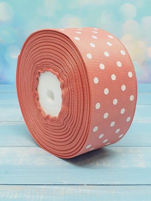 Репсовая лента в горох 4 см, цвет-грязно-розовый, метр 011594 фото
