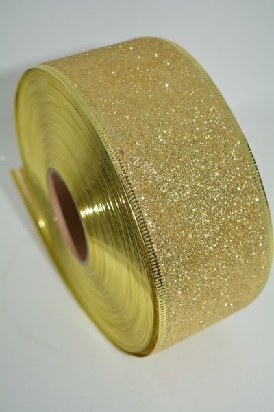 Лента новогодняя, 6 см, парча-золото, Остаток 1,4 м 05135 фото