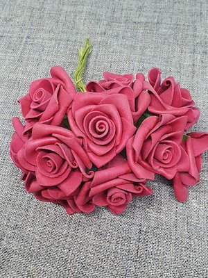 Троянда-фоаміран 5 см. колір-бордо, 1 шт 013398 фото