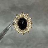 Серединка ювелірна овальна з чорним камінням та стразами, 2,6&times;2,3 см, золото, арт 020735 020735 фото