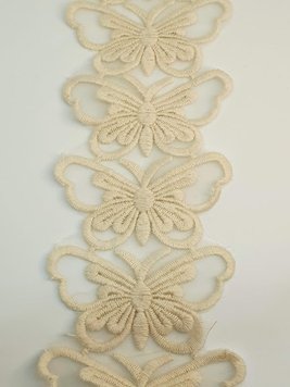 Декоративний (вишитий) Мереживний Метелик, 7,3 см, колір-кремовий, шт 06341 фото