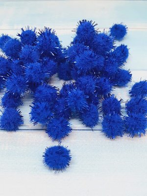Помпоны (люрекс), 1,5 см, цвет-синий, 50 шт. 012536 фото