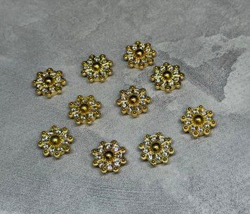 Стразовий декор для приклеювання &laquo;Квітка&raquo; з перлиною, 10 мм, арт 021129, упаковка 10 шт. 021129 фото