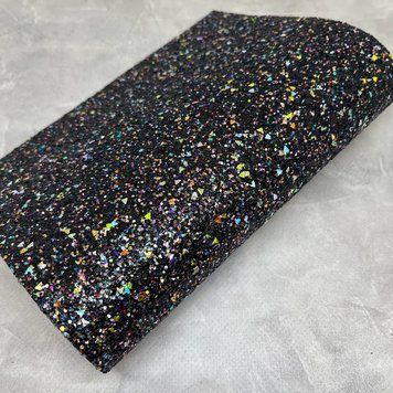 Екошкіра (кожзам) Крихта мікс, 20*30 см, колір чорний, арт 03523, 1 лист 03523 фото