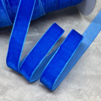 Велюрова (оксамитова) стрічка 1,5 см , колір-синій, метр 016753 фото