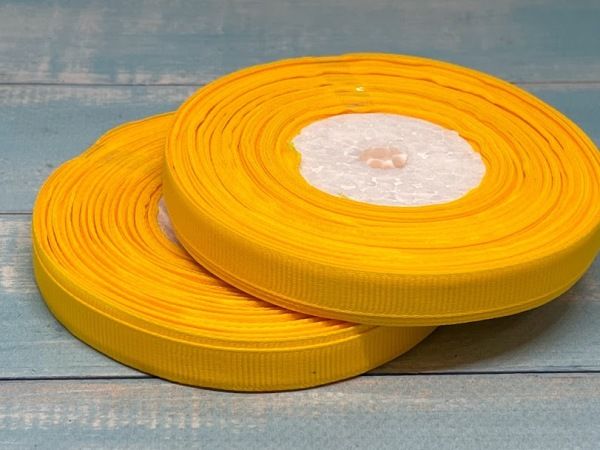 Репсова стрічка 0,9 см, колір-жовтий, 5 метрів 013720 фото