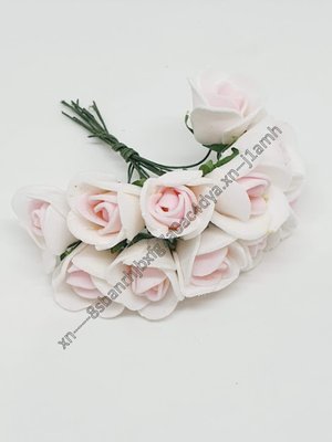 Трояндочка з фоамірану 1,5 см див. колір-білий+св рожевий, (12 шт) 010840 фото