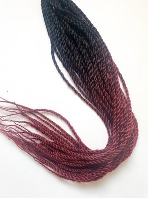 Сенегальские косички, длина 60 см, цвет-черный+бордо, 5 шт. 08627 фото
