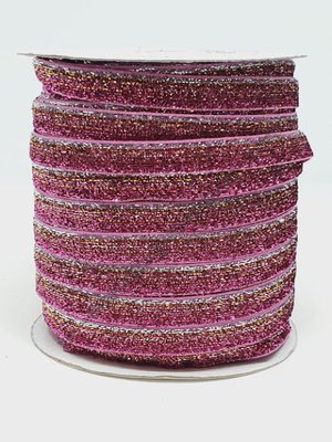 Бархатная (люрекс) лента 1 см, цвет розовый (омбре), 5 метров 010745 фото