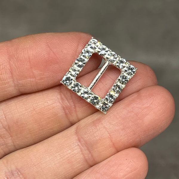 Металлическая пряжка для ленты со стразами, 15&times;15 мм, серебро, арт 014555, 1 шт 014555 фото