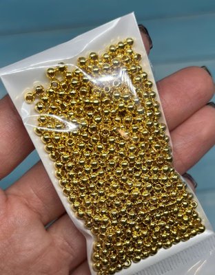 Намистини - жемчуг O 3 мм, колір-золото, упаковка ≈7-8 грам 014156 фото