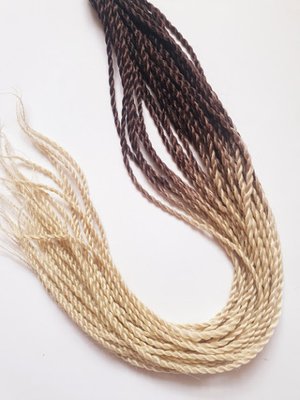 Сенегальские косички, длина 60 см, цвет-коричневый+айвори, 5 шт. 08630 фото