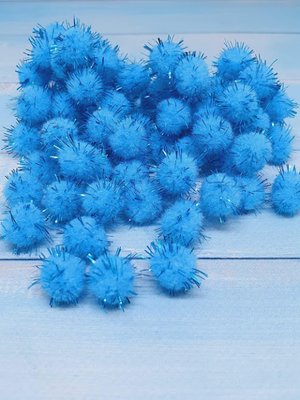 Помпоны (люрекс), 1,5 см, цвет-голубой, 50 шт 012539 фото