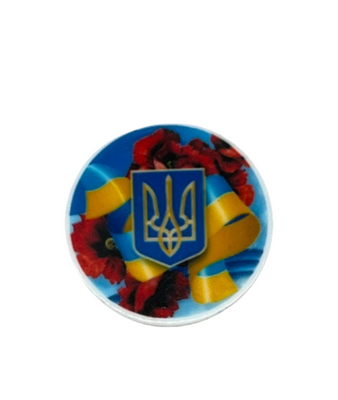 Кабошон –Герб України (круглий), розмір 3 см, шт 014892 фото