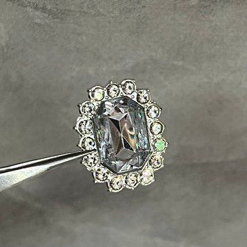 Серединка для бантиків зі стразами, прозорий (срібна оправа) 2,1&times;1,7 см, 1 шт 020722 фото