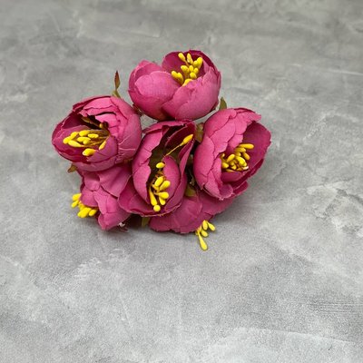Ранункулюс Букет, размер 3-3.5 см, цвет малиновый, (6 шт) 016283 фото