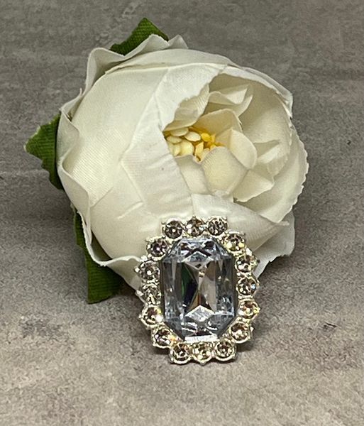 Серединка для бантиків зі стразами, прозорий (срібна оправа) 2,1&times;1,7 см, 1 шт 020722 фото