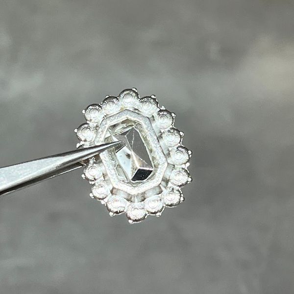 Серединка для бантиків зі стразами, прозорий (срібна оправа) 2,1&times;1,7 см, 1 шт 020722 фото