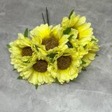 Букет Хризантем (ткань), 5 см, цвет-желтый, 6 шт. 016252 фото