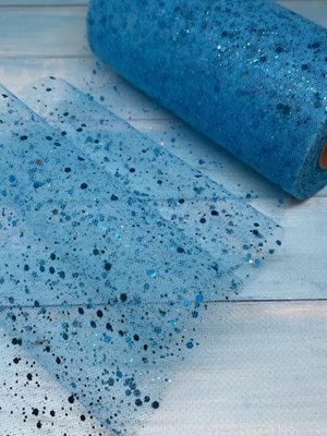 Фатин с блестками -Блакитный, ширина 15 см, метр 014611 фото