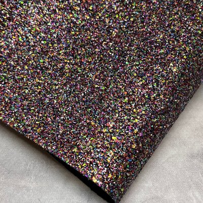 Экокожа (ткань) с блестками, размер 19*29,5 см, фиолетовый микс 016400 фото