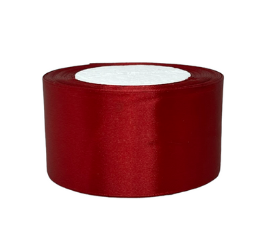 Атласная лента 5 см, цвет бордово-красный, 1 рулон (25 ярдов) 016610 фото