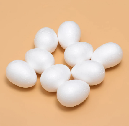 Яйце пінопластове , 8 см, колір-білий, шт 014347 фото