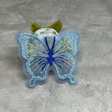 Метелик вишитий-сітка, (патч метелик), розмір ~4,5 СМ, колір блакитний, поштучно 016712 фото