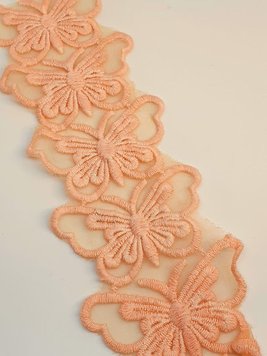 Декоративний (вишитий) Мереживний Метелик, 7,3 см, колір-персиковий, шт 06344 фото