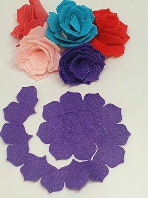 Вырубка из фетра "Цветок", в разобранном ширина 8 см цвет-фиолетовый, шт 013654 фото