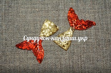 Кабошон "Хвостик Русалочки", 4 см, золото+красный, шт 02752 фото