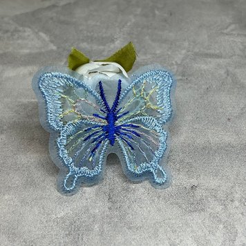 Бабочка вышитая-сетка, (патч бабочка), размер ~4,5 СМ, цвет голубой, поштучно 016712 фото