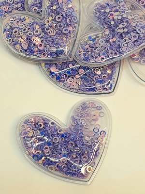 Аппликация "Сердце-силикон", 5*5,5 см (кольца фиолетовые), шт 06311 фото