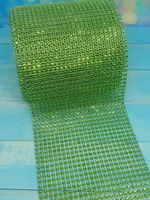 Шина (імітація страз), ширина 11,5 см, колір зелений, відрізок 0,5 м 011794 фото