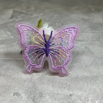 Метелик вишитий-сітка, (патч метелик), розмір ~4,5 СМ, колір бузковий, поштучно 016713 фото