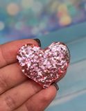 Серединка-пластик - Сердце (паэтка), 3,6*3 см, цвет-розовый, шт 014163 фото